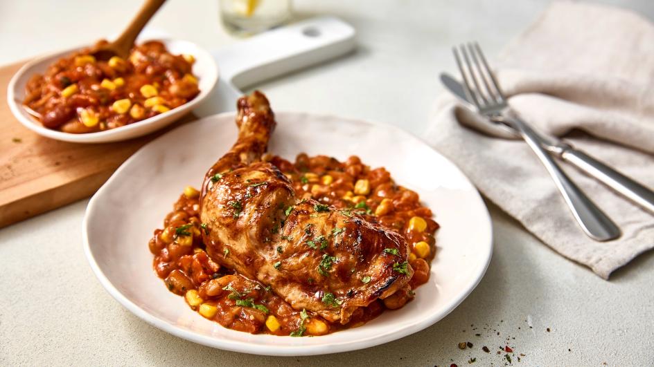BBQ Chicken with Cowboy Spicy Beans