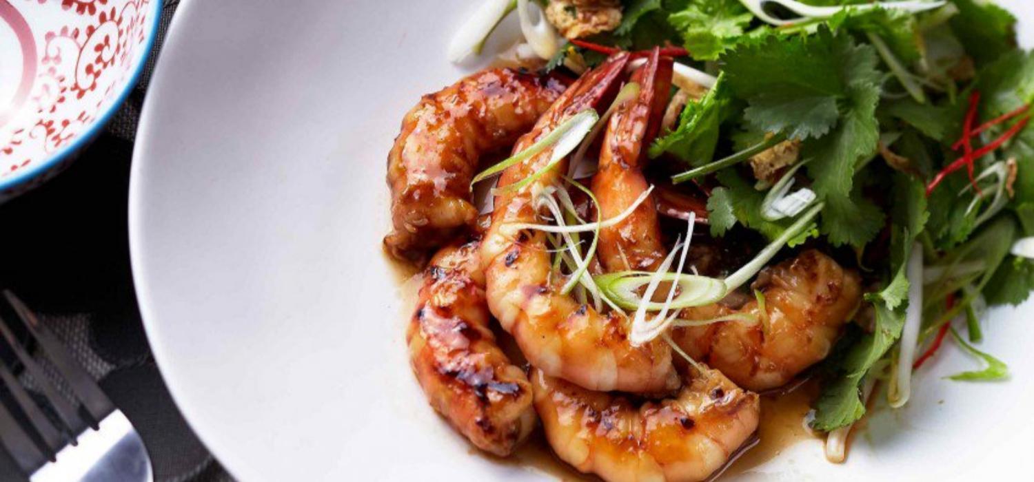 Honey soy bbq prawns