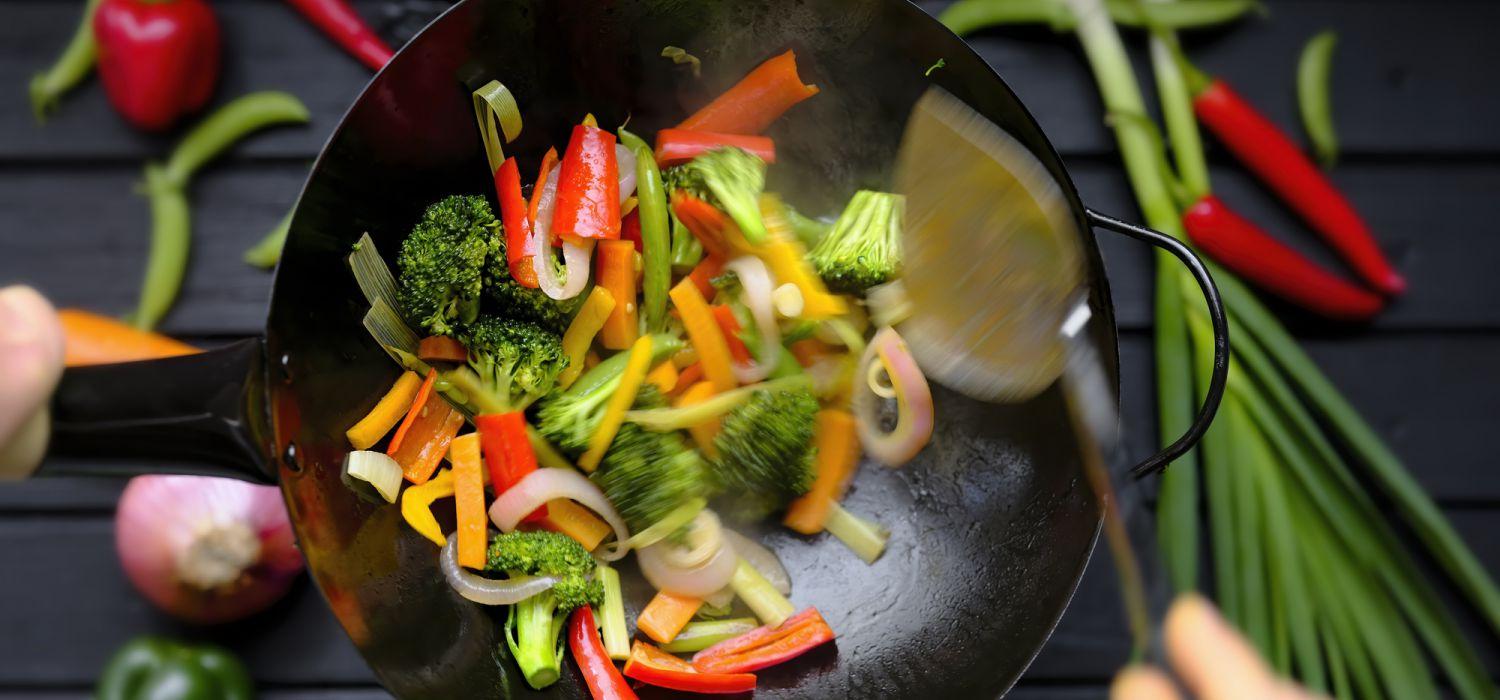 stir frying vegetables