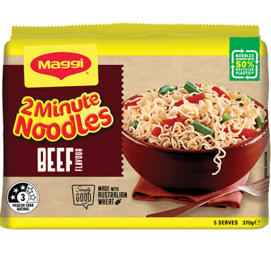 Maggi 2 Minute Noodles Beef 5pk - FOP
