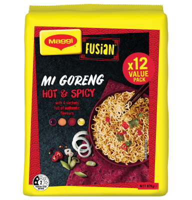 MAGGI FUSIAN Noodles Mi Goreng Hot & Spicy Flavour 12pk- FOP