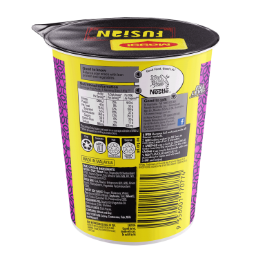 MAGGI FUSIAN Noodles Mi Goreng Soy & Mild Spice Flavour Cup - Back of pack