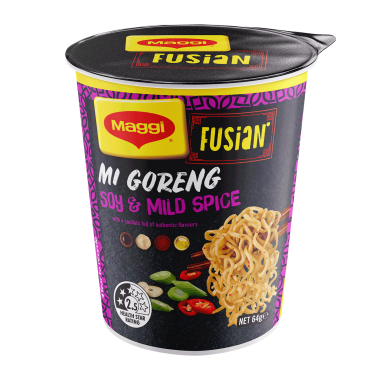 MAGGI FUSIAN Noodles Mi Goreng Soy & Mild Spice Flavour Cup - Front of pack