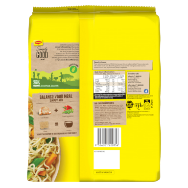MAGGI 2 Minute Noodles Wholegrain Chicken Flavour 12 Pack Back of Pack 720 x 720px