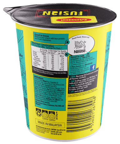 MAGGI FUSIAN Soupy Noodles Japanese Teriyaki Flavour Cup - Back of Pack
