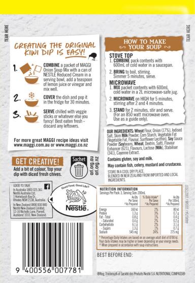 MAGGI Onion Flavoured Soup Mix - Back of Pack